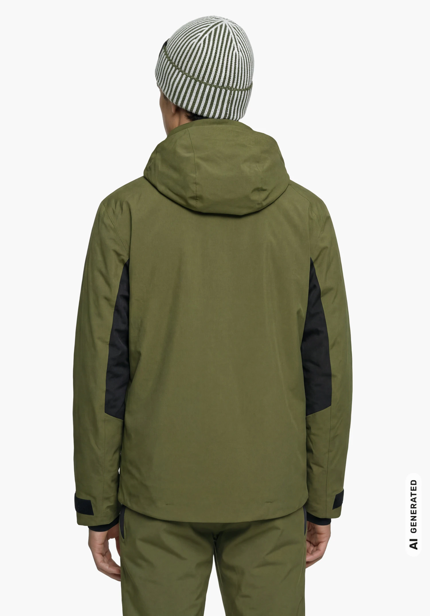 Jacket Style Trifex MEN in green, worn by a male model standing upright and shown from the back against a white background. (AI-generated)