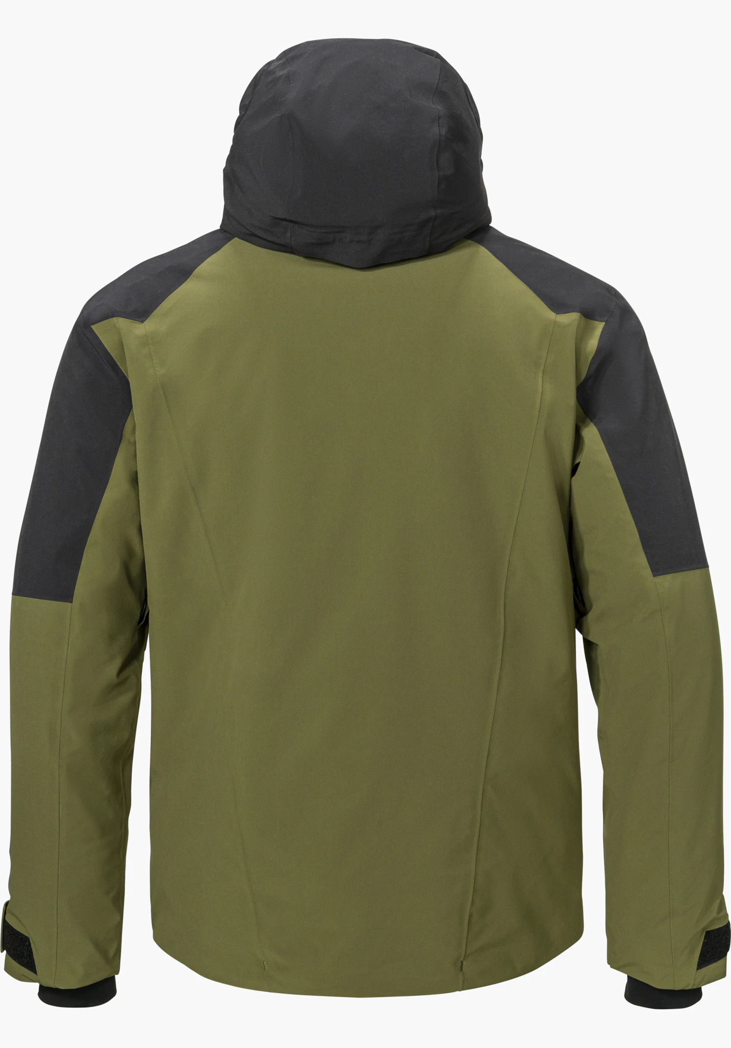 Jacket Style Safuna MEN ski jacket in green, shown from the back and isolated on a white background.