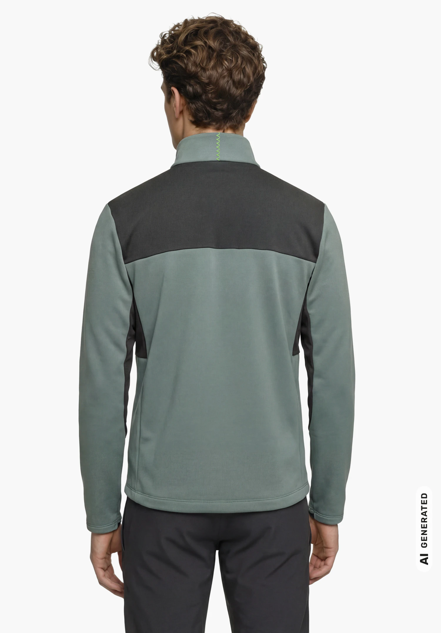 Fleece Jk Style Immerso MEN in grey, worn by a male model standing upright and shown from the back with arms hanging down against a white background. (AI-generated)