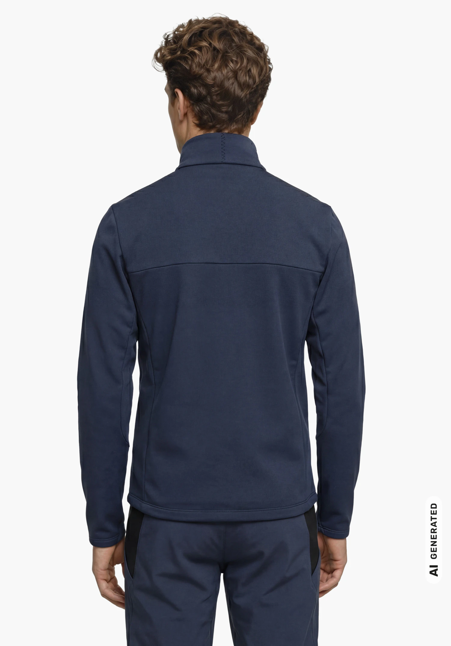 Fleece Jk Style Immerso MEN in blue, worn by a male model standing upright and shown from the back with arms hanging down against a white background. (AI-generated)