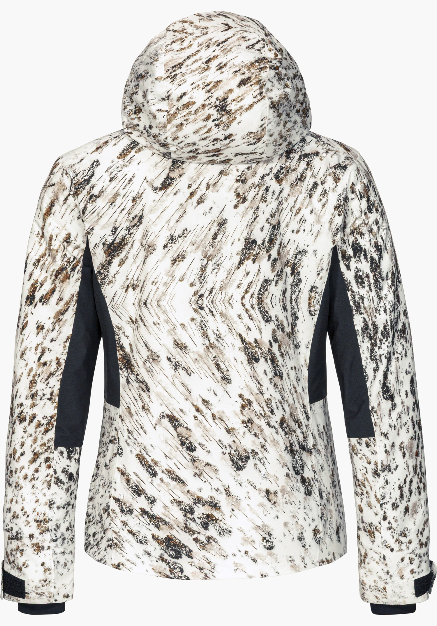 Schöffel X Tom Hegen JK WMN, veste de ski en coloris naturel, vue de dos avec capuche, détourée sur fond blanc.