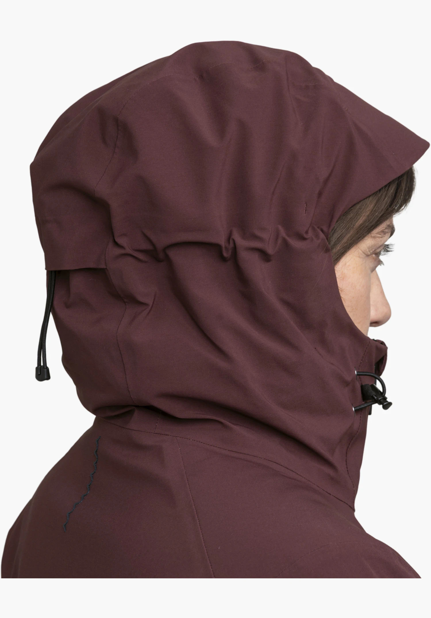 Jacket Style Levivo WMN avec capuche réglable et cordon de serrage en violet gros plan sur fond blanc.