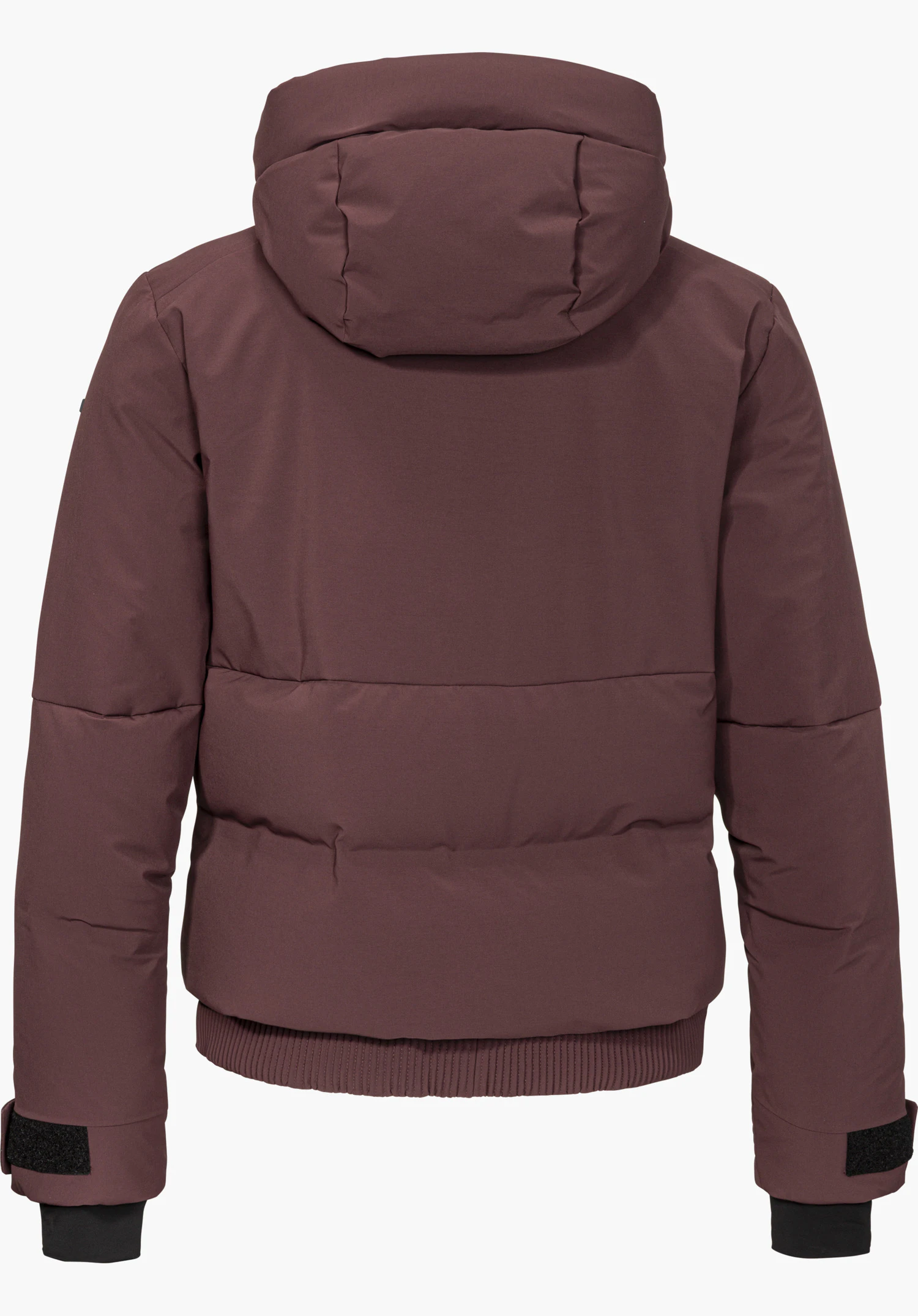 Jacket Style Radiana WMN, veste de ski violette, vue de dos avec capuche, détourée sur fond blanc.