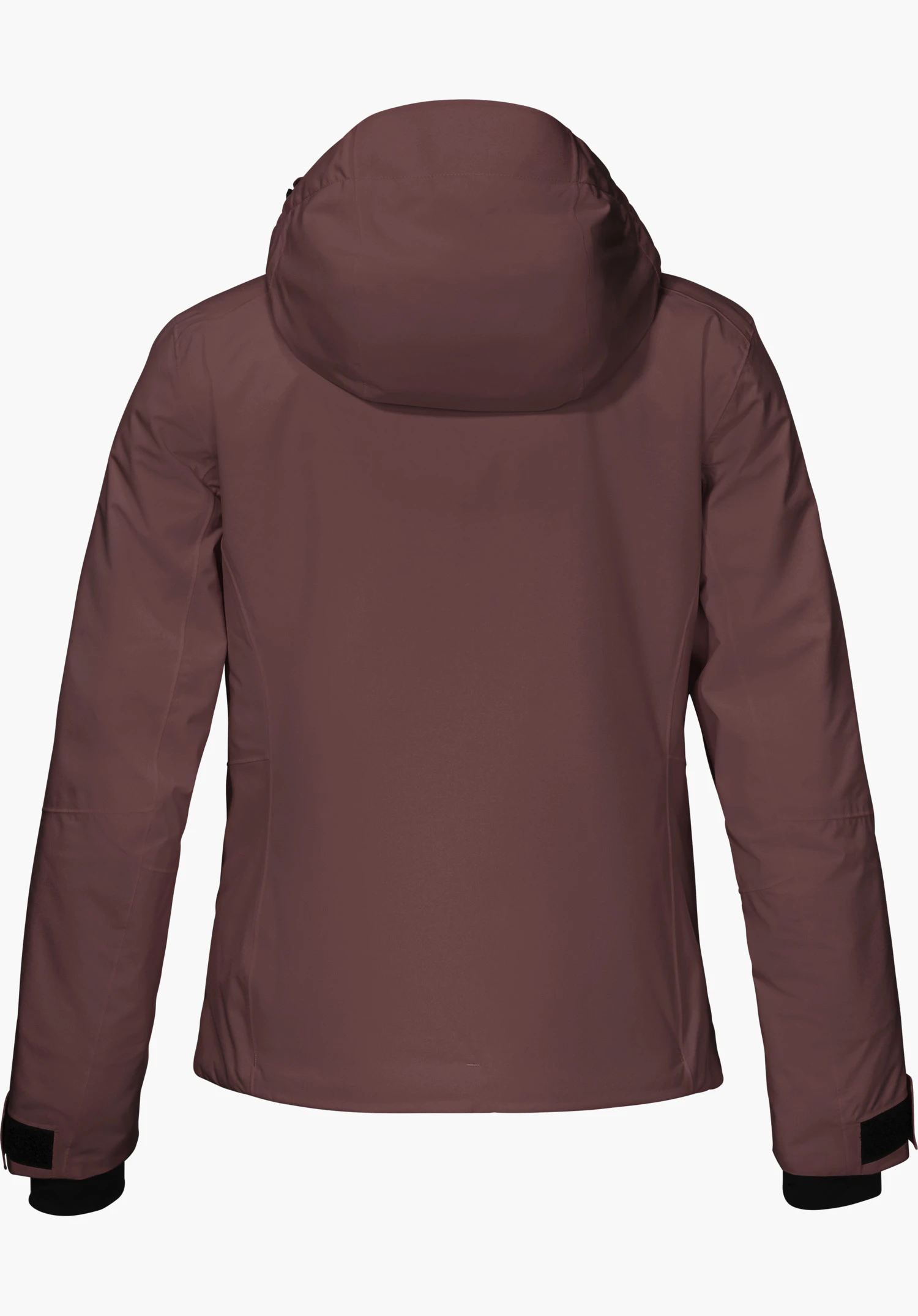 Jacket Style Trifex WMN, veste de ski violette, vue de dos avec capuche, détourée sur fond blanc.