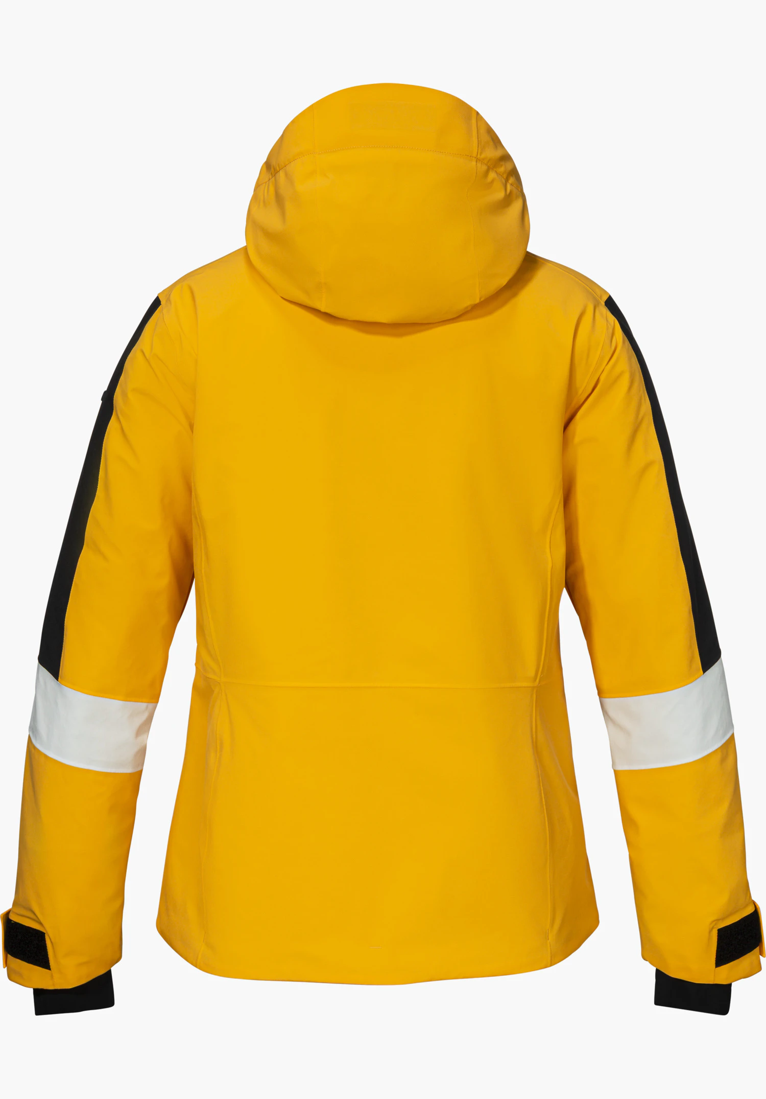 Jacket Style Safuna WMN en jaune, vue de dos avec capuche, détourée sur fond blanc.