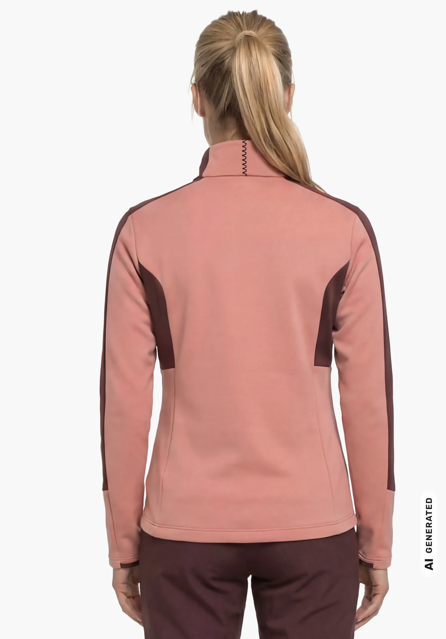 Fleece Jk Style Immerso WMN en rose, porté par un modèle féminin debout et vu de dos avec les bras le long du corps sur fond blanc. (Généré par IA)
