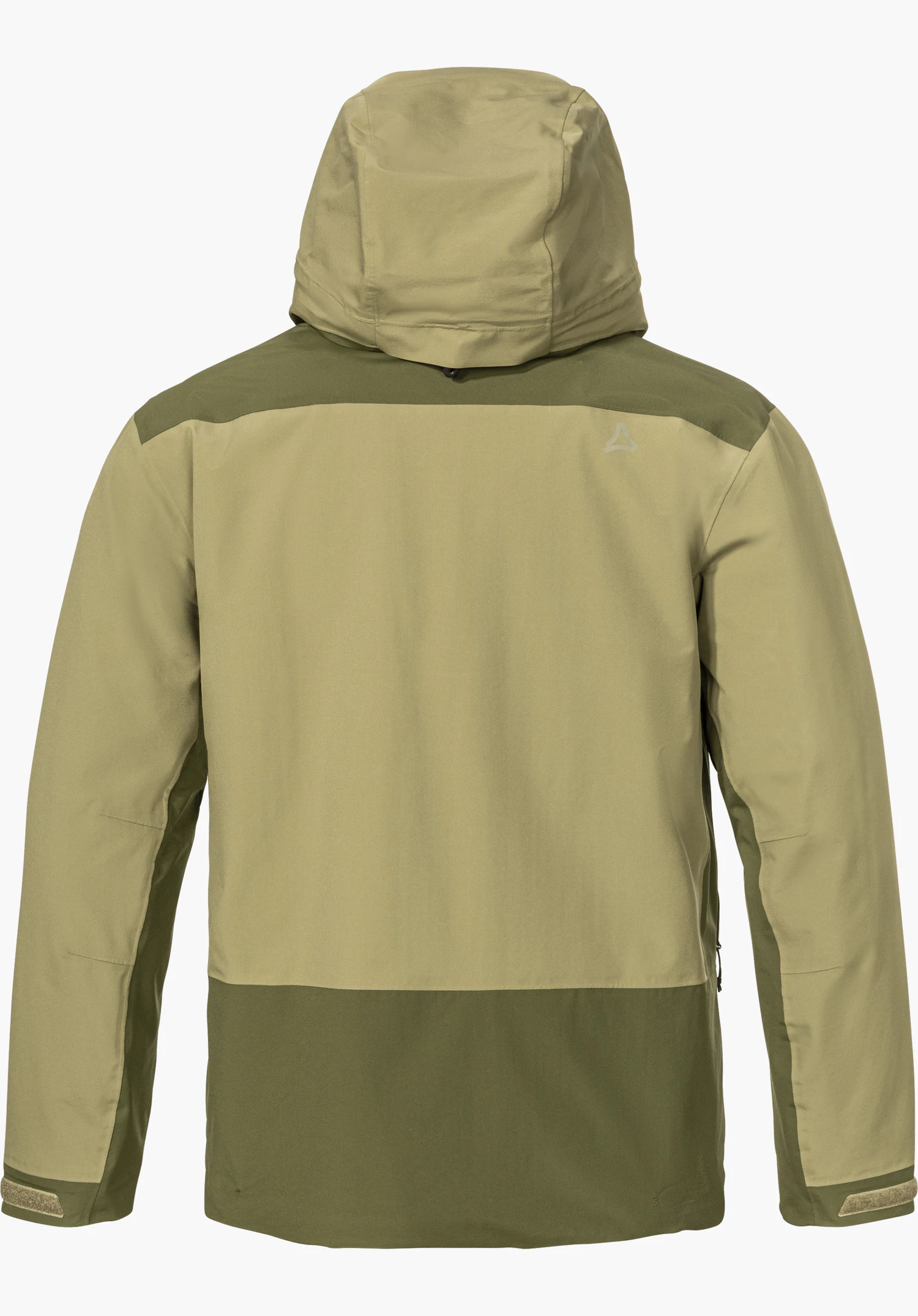 2L Jacket Style Refoca MEN in green, shown from the back with a hood and Schöffel logo, isolated on a white background.