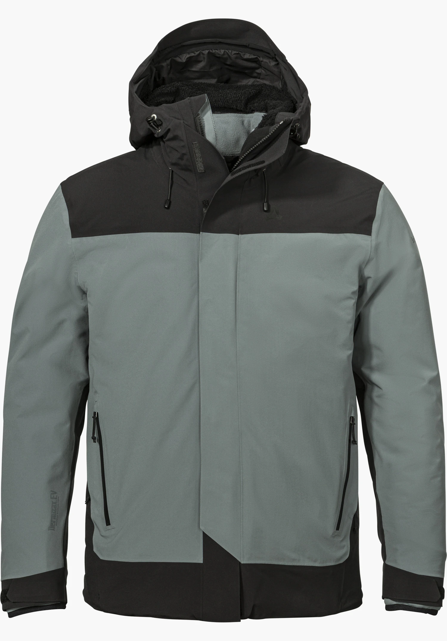 3in1 Jacket Style Refoca MEN in grey with a hood and black accents, shown from the front and isolated on a white background.