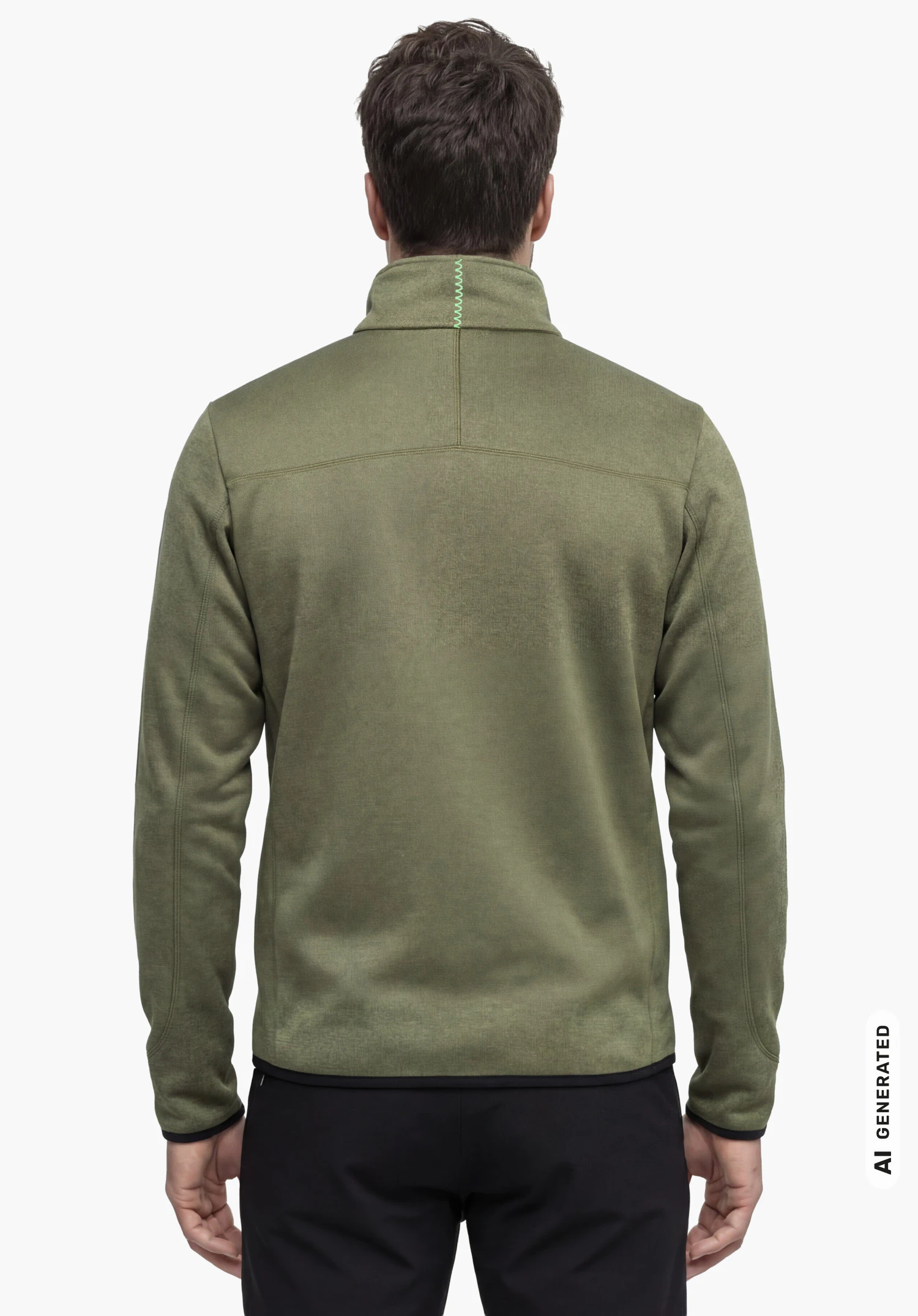 Fleece Jk Style Refoca MEN in green, worn by a male model standing upright and shown from the back against a white background. (AI-generated)