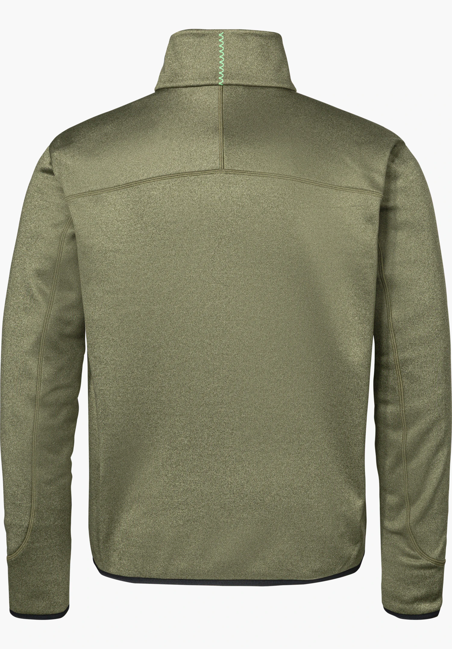 Fleece Jk Style Refoca MEN in green, shown from the back with a stand-up collar and isolated on a white background.