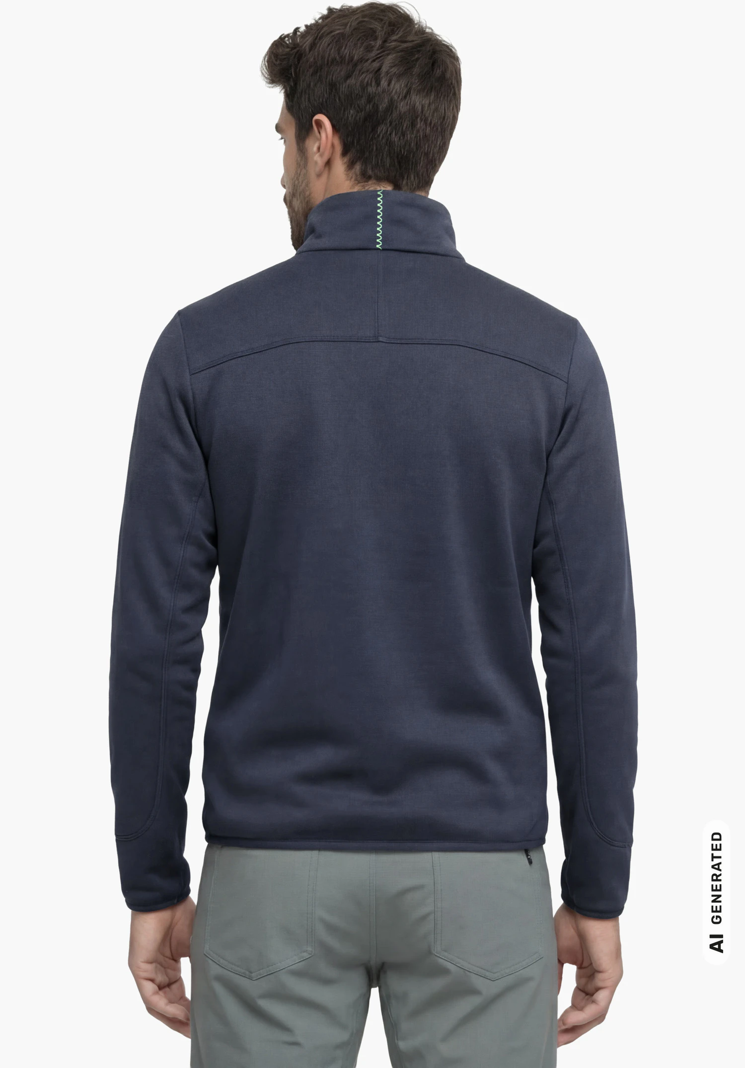 Fleece Jk Style Refoca MEN in blue, worn by a male model standing upright and shown from the back with arms hanging down against a white background. (AI-generated)