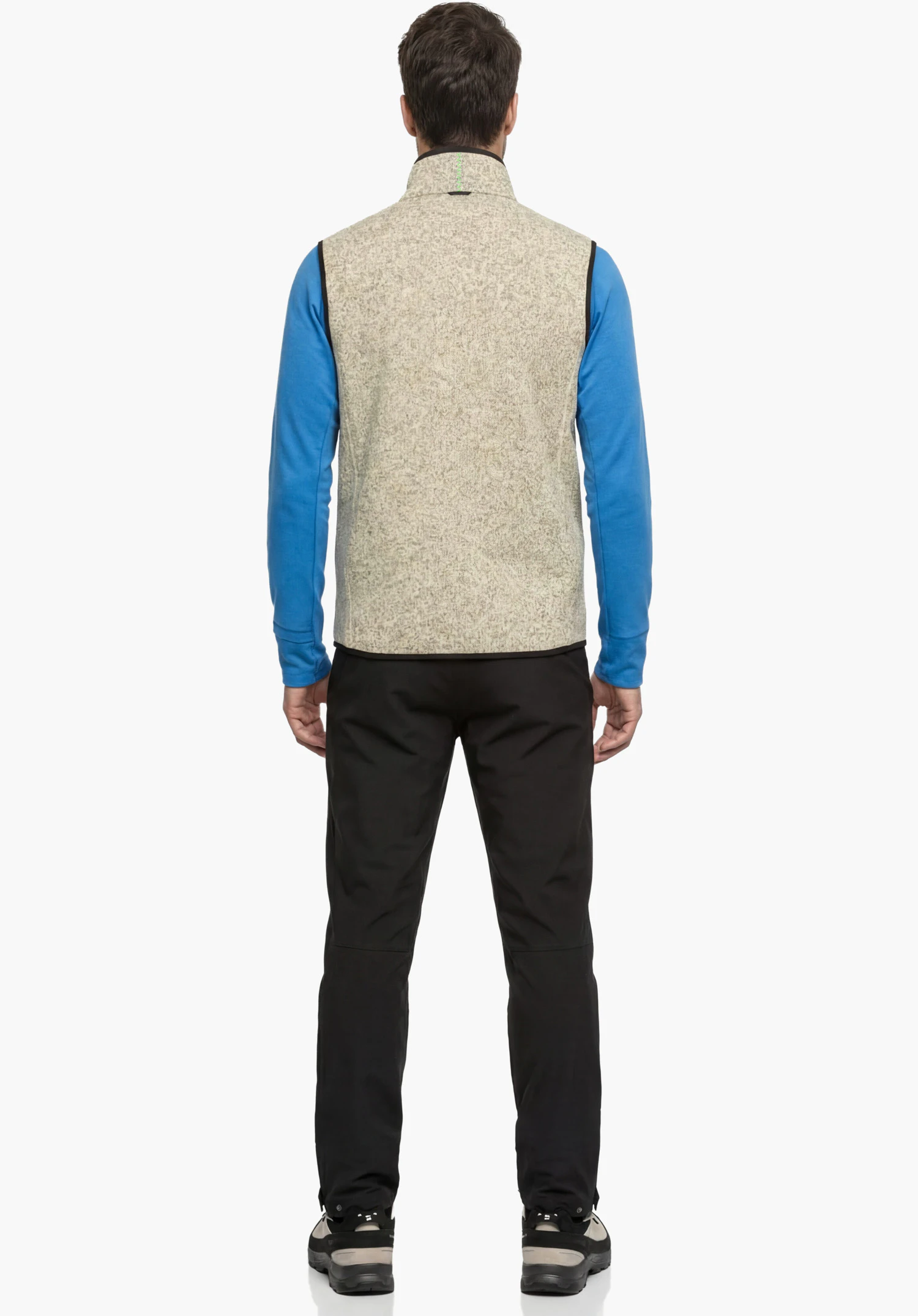 CIRC Fleece Vt Style Yew MEN focusing on the beige fabric hem and back area in a close-up against a white background.