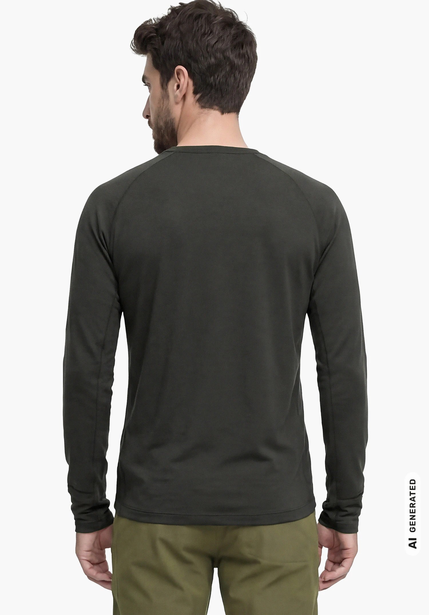 Longsleeve Style Refoca MEN in black, worn by a male model standing upright and shown from the back against a white background. (AI-generated)