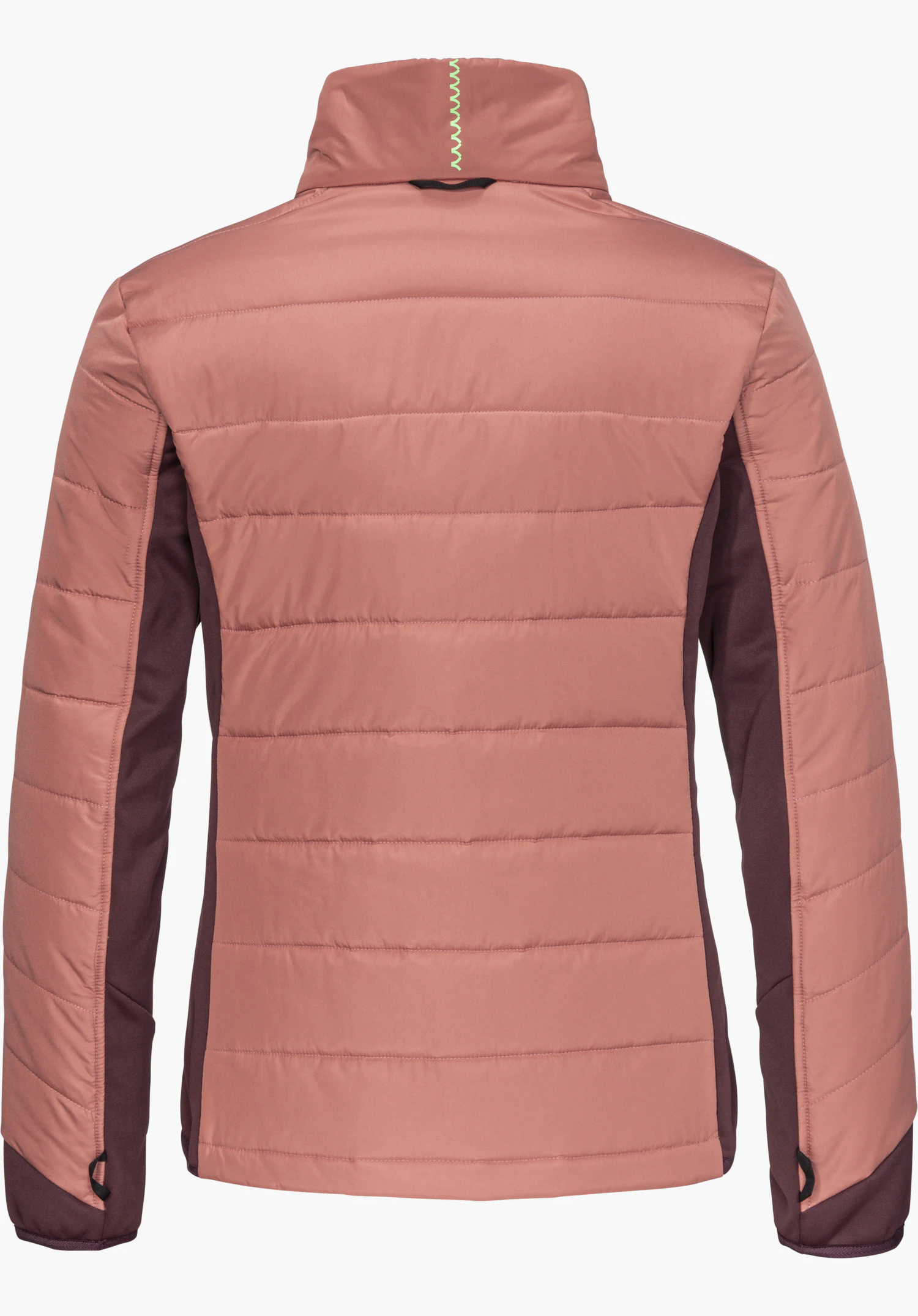 3in1 Jacket Style Refoca WMN in Lila in der Rückansicht mit Stehkragen und horizontalen Steppnähten freigestellt vor weißem Hintergrund.