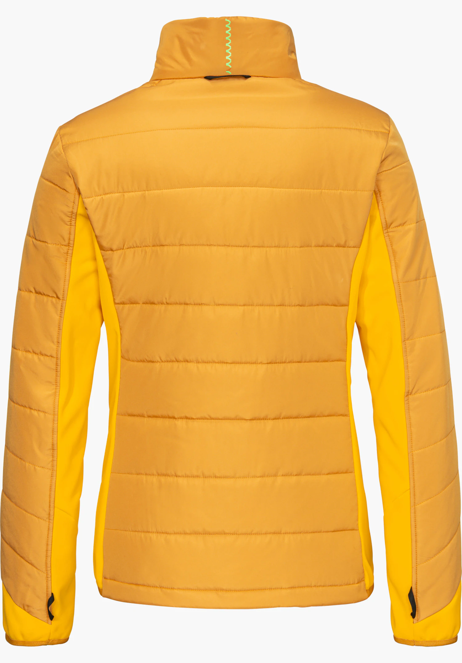 3in1 Jacket Style Refoca WMN in gelb in Rückansicht mit Stehkragen und abgesteppten Kammern freigestellt vor weißem Hintergrund.