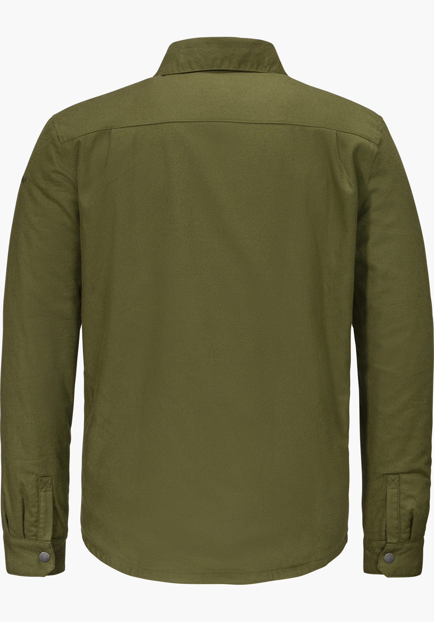 Overshirt Style Kalmor MEN in green, shown from the back and isolated on a white background.
