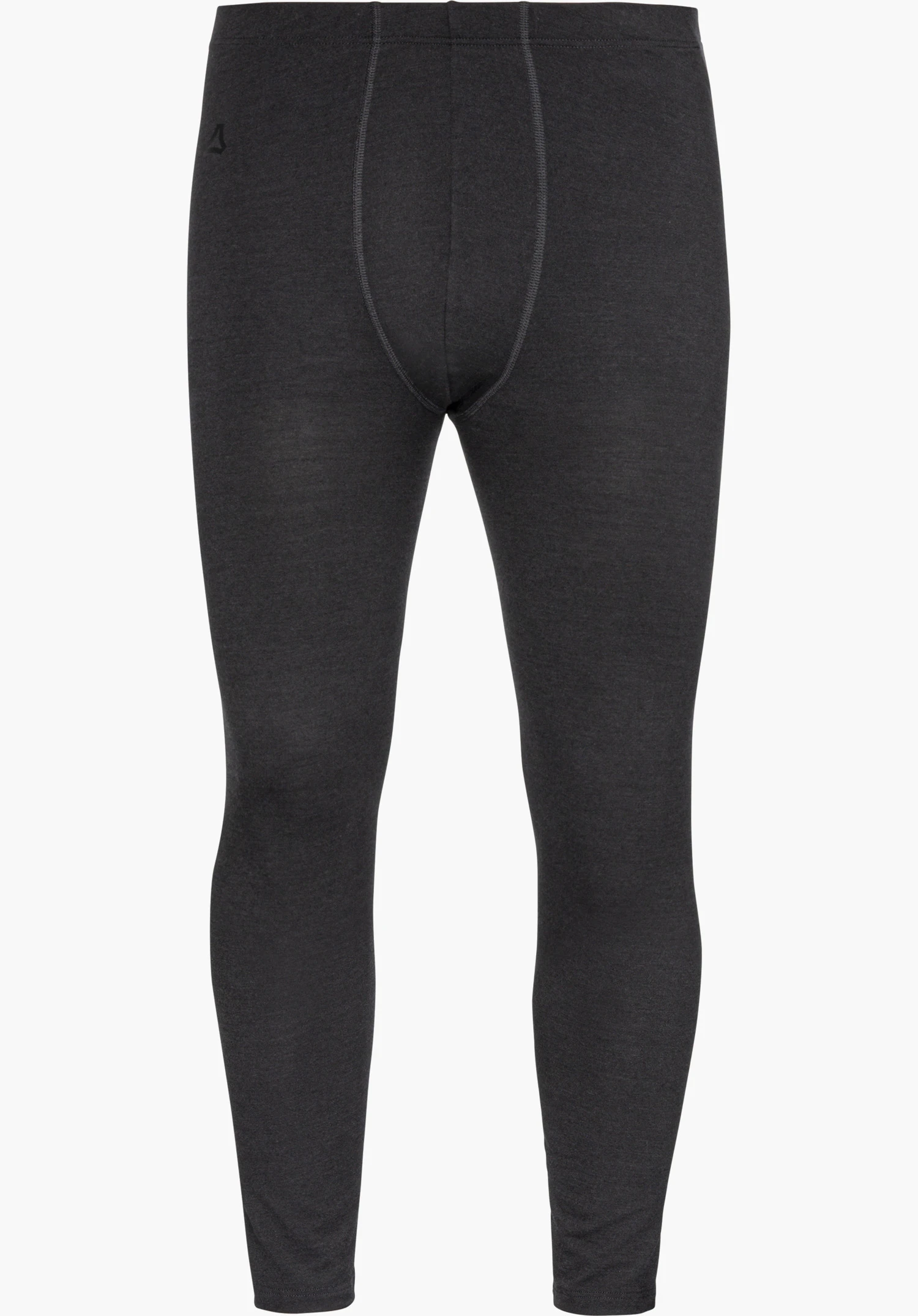 Tights Style Luterra MEN in Schwarz mit elastischem Bund, sichtbaren Nähten und dezentem Schöffel-Logo in Frontansicht freigestellt vor weißem Hintergrund.