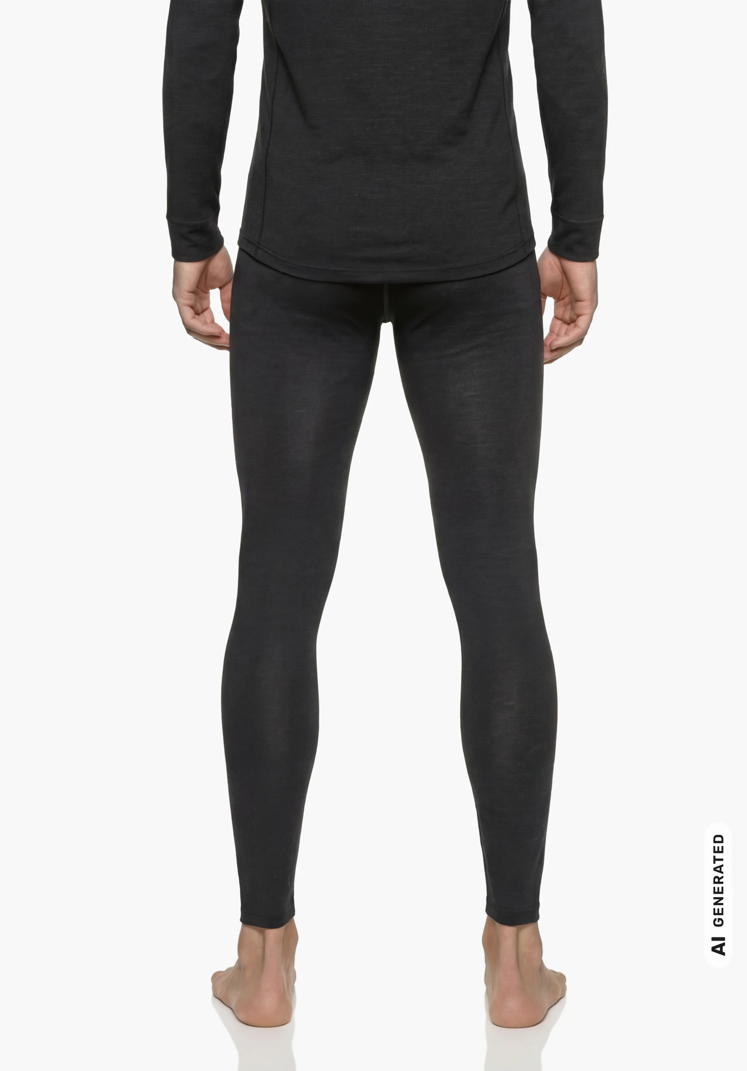 Tights Style Luterra MEN in black, worn by a male model standing upright and shown from the back with arms hanging down against a white background. (AI-generated)
