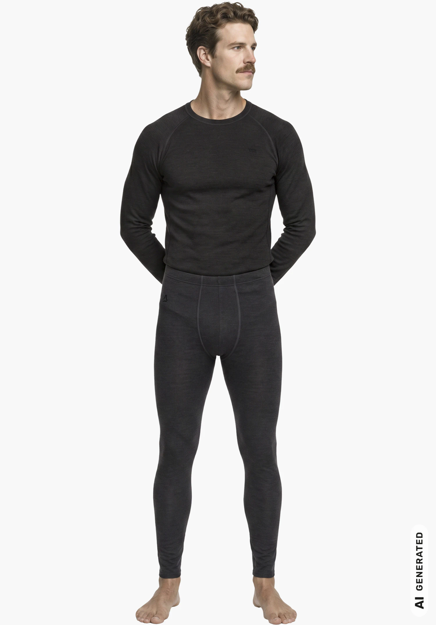 Tights Style Luterra MEN in black focusing on the elastic waistband and the subtle Schöffel logo on the hip in a close-up against a white background.
