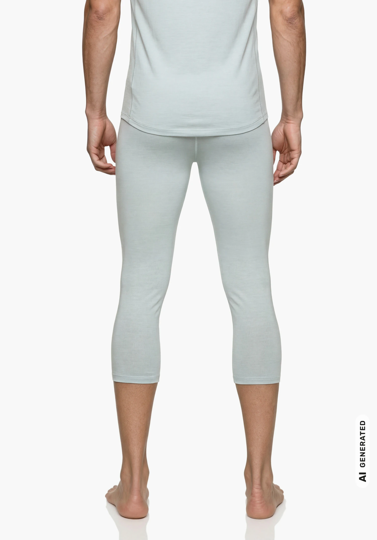 3/4 Pants Style Luterra MEN in grey, worn by a male model standing upright and shown from the back with arms hanging down against a white background. (AI-generated)