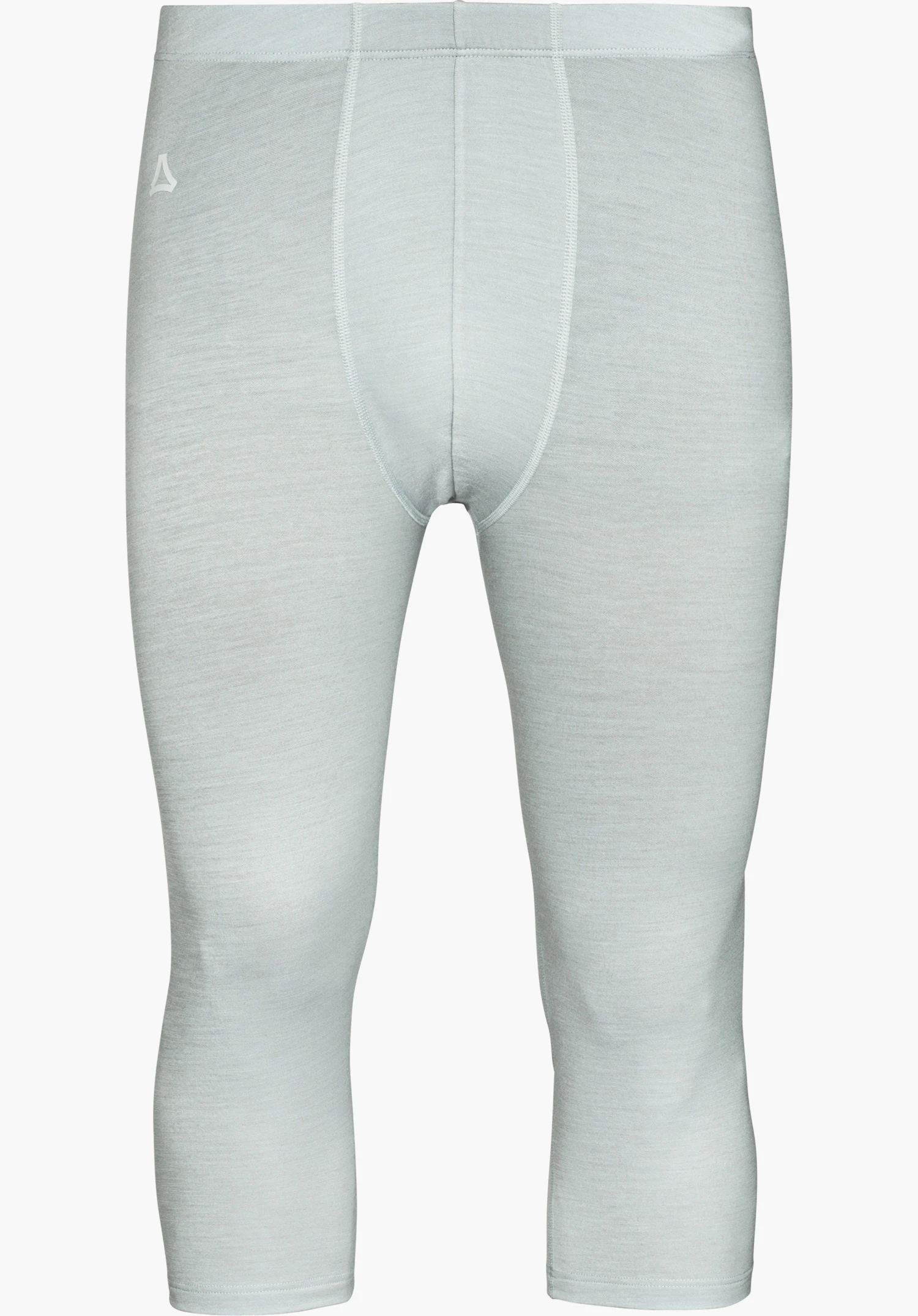 3/4 Pants Style Luterra MEN base layer in grey, shown from the front with visible Schöffel logo, isolated on a white background.