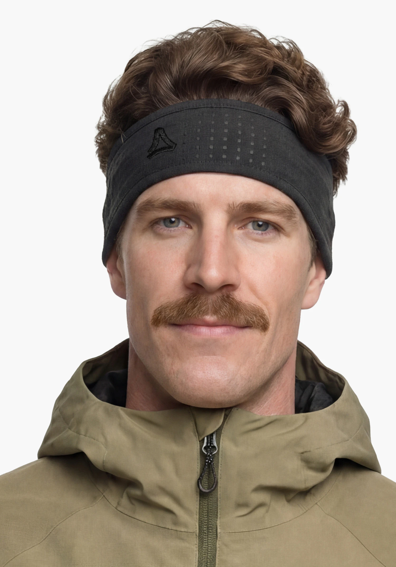 Headband Style Enixa UNI in black, worn by a male model with a Schöffel logo in a rear view against a white background. (AI-generated)