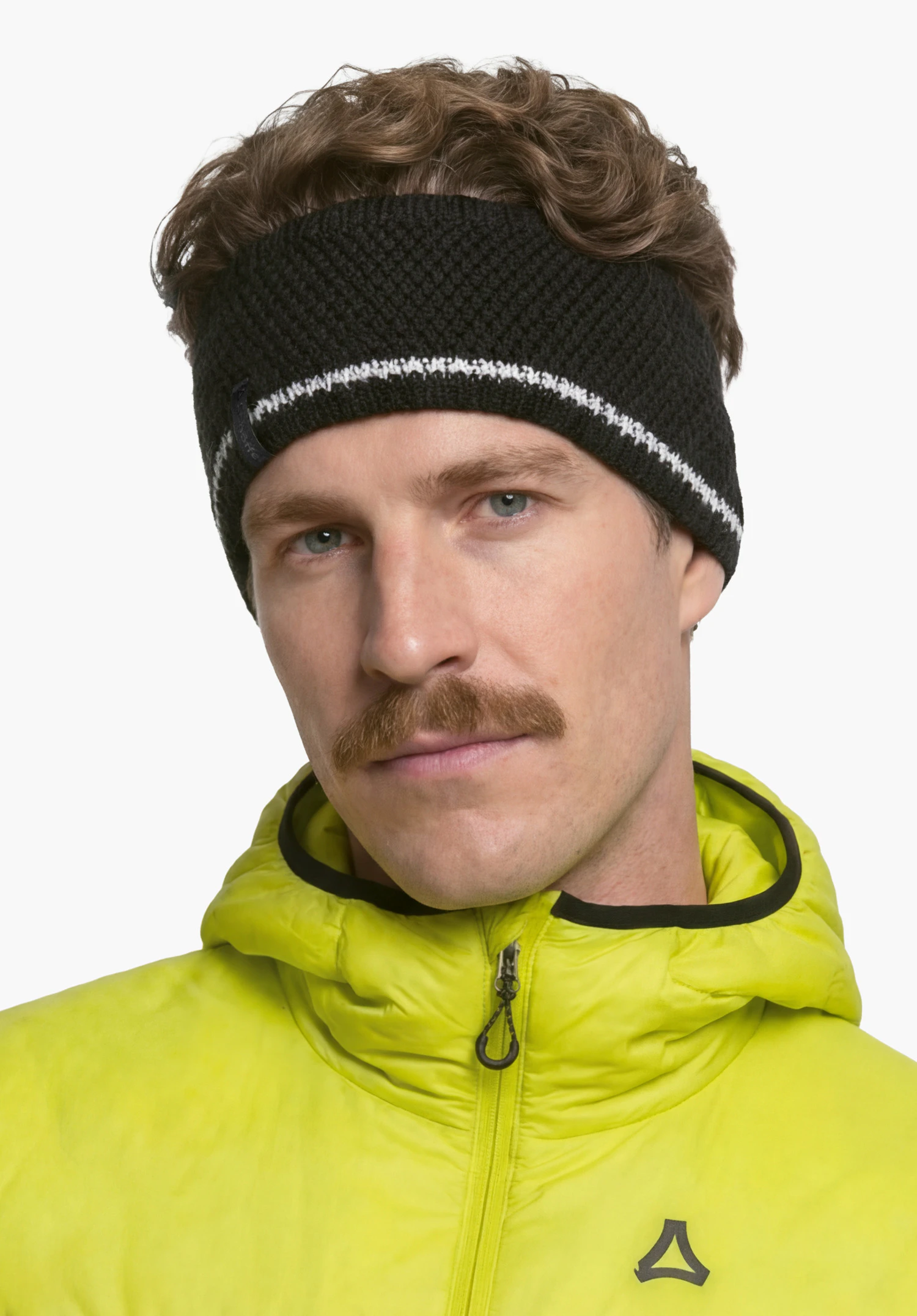 Headband Style Wildkar ALL in black with Schöffel logo, worn by a male model in an upright stance in a back view against a white background. (AI-generated)