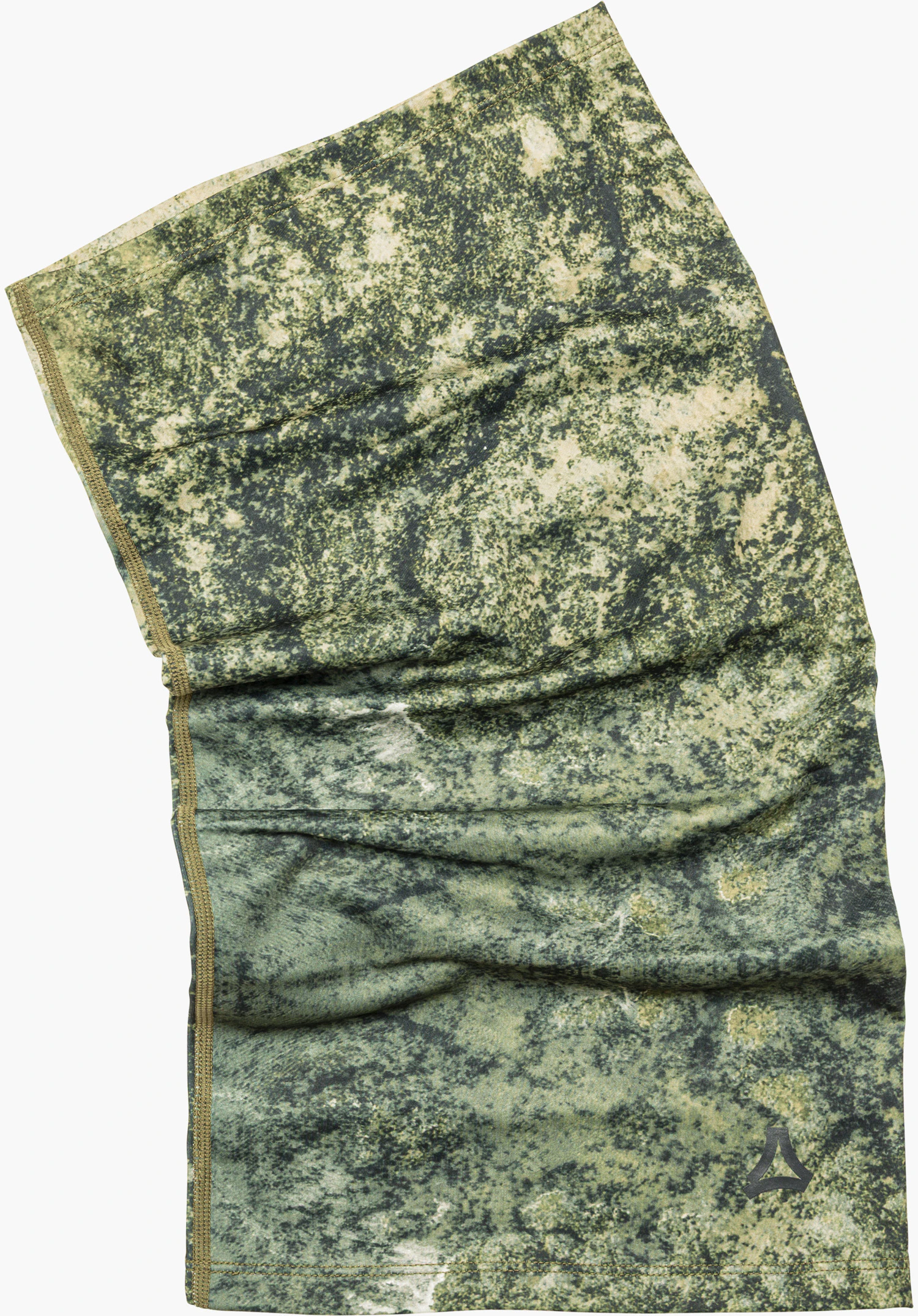 Schöffel X Tom Hegen Scarf Schal in grün mit Schöffel-Logo in Frontansicht freigestellt vor weißem Hintergrund.