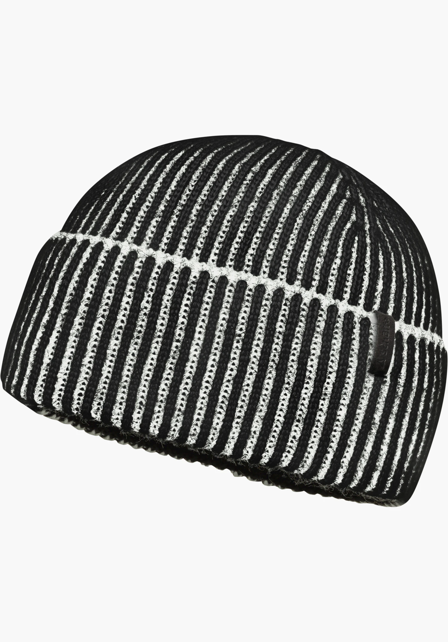 Hat Style Cledio ALL Strickmütze mit Fleece-Stirnband in schwarz in Frontansicht mit strukturiertem Strickmuster und Schöffel-Logo freigestellt vor weißem Hintergrund.